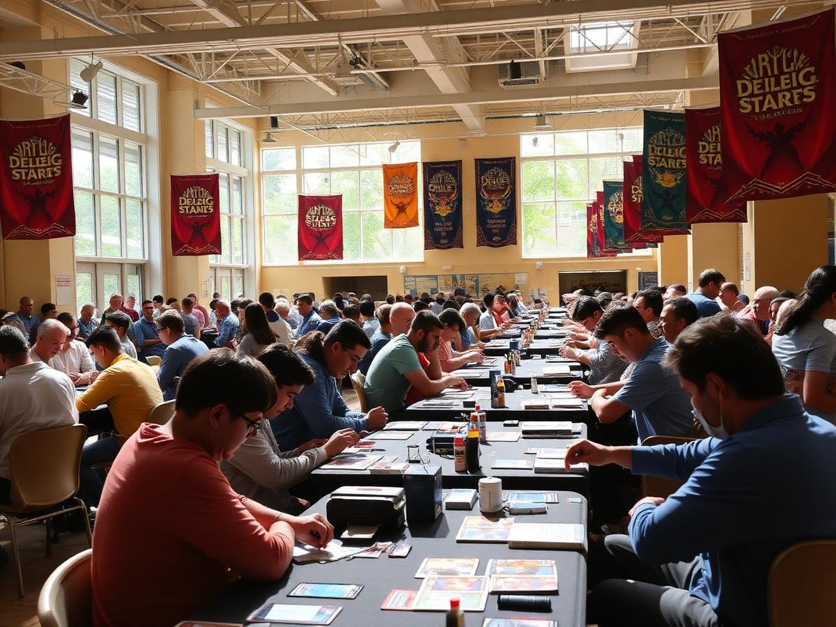 Collectors at a trading card event